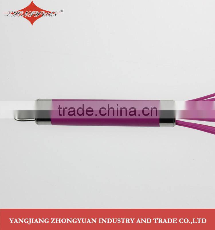 New arrival 12" Silicone coated wires egg whisk with stainless steel handle