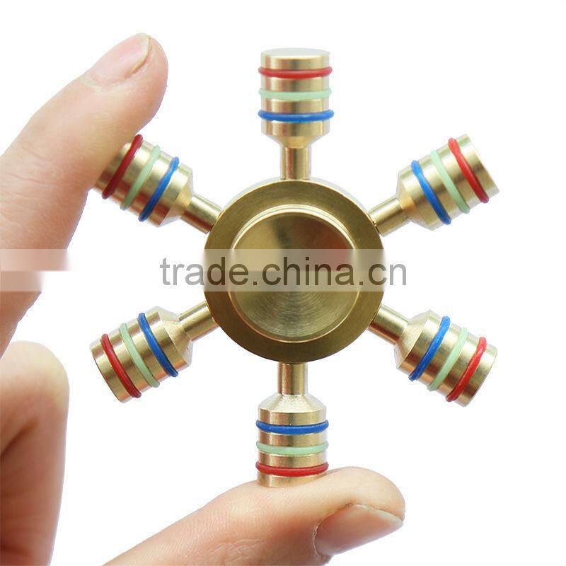 Hot sale Hexagonal Hand Spinner Brass fidget toy Metal EDC finger Spinner stress Luminous