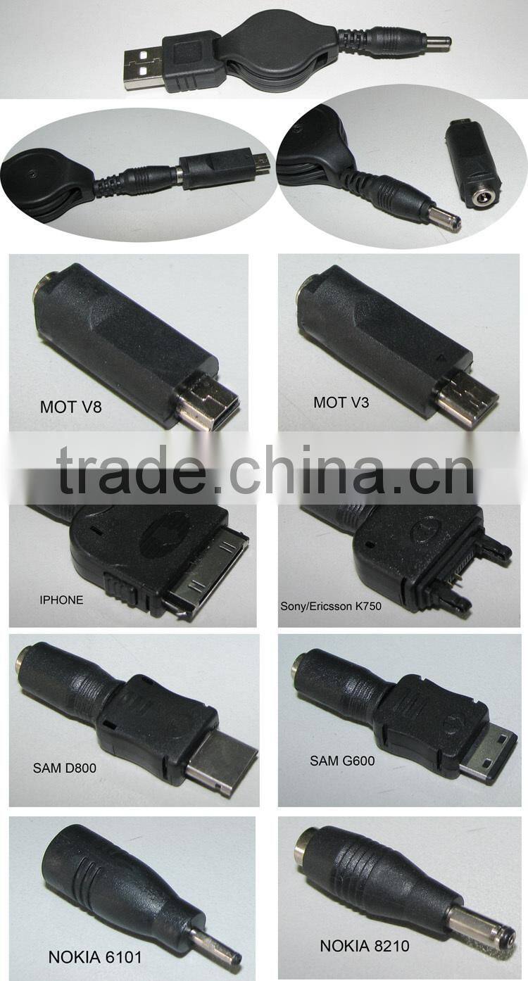 9PCS Multi-use Car Charger Cables for Apple and Samsung Micro USB Devices