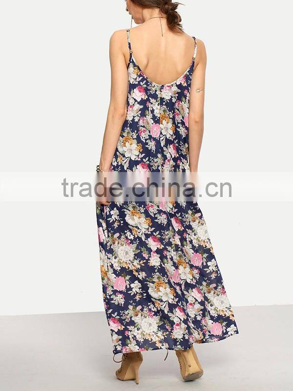 Woman/girls Fashion Floral Print Flowy Maxi Beach Long Dress