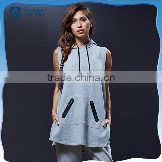 women wholesale plain black gym oversized sport windprof pull over streetwear long sleeveless hoodie dress manufacturers