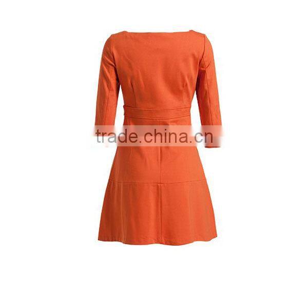 Hot Sale Promotion Products ladies' loose fit a-line square necked 3/4 sleeve fashionable dress for fat women