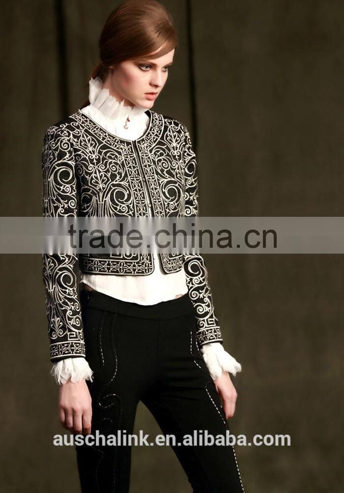auschalink ladies long sleeve fitted embroidery jackets short style designs