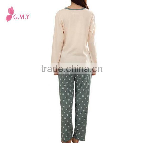 Couple Lover Stars Printed Flannel Long Sleeve Pajamas Set Nightwear