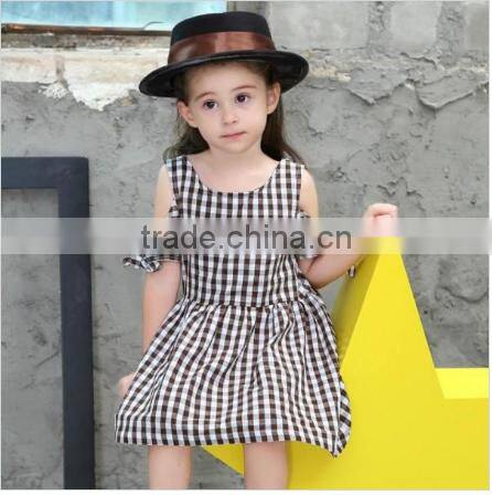 2017 kids summer clothes off shoulder plaid baby dress wholesale western style girl child dress