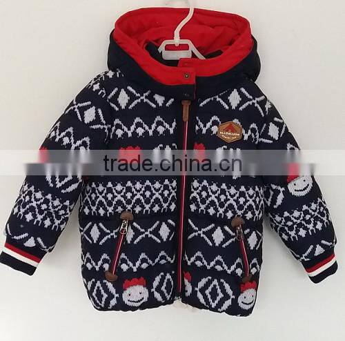 boys navy and red knit embroided overcoat for winter