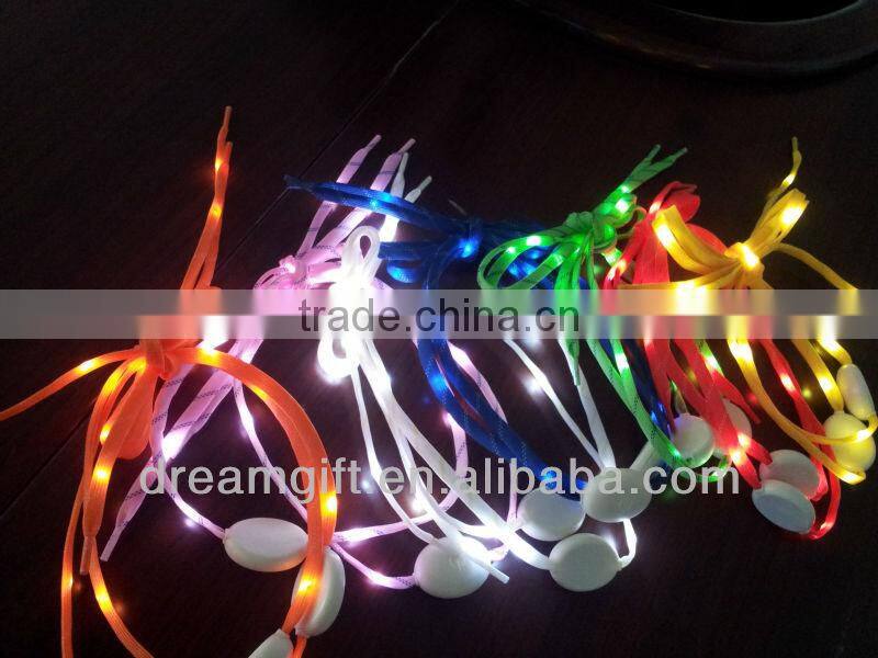 2015 new model real nylon LED shoe laces same as normal shoe lace flashing in the night