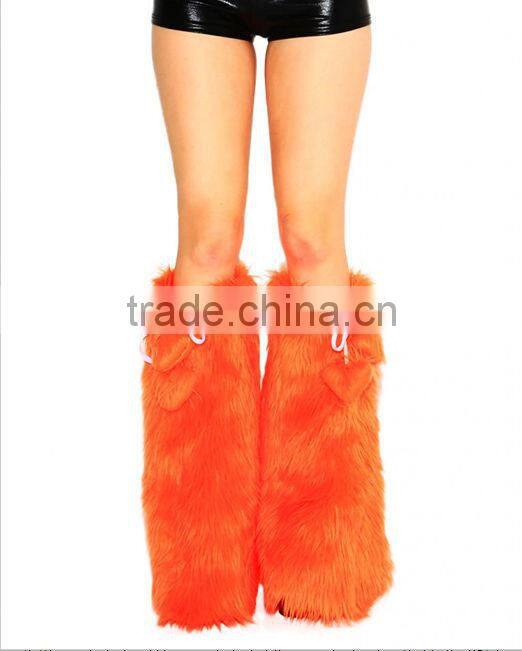 Solid Orange Fluffies Fluffy boots leg warmers