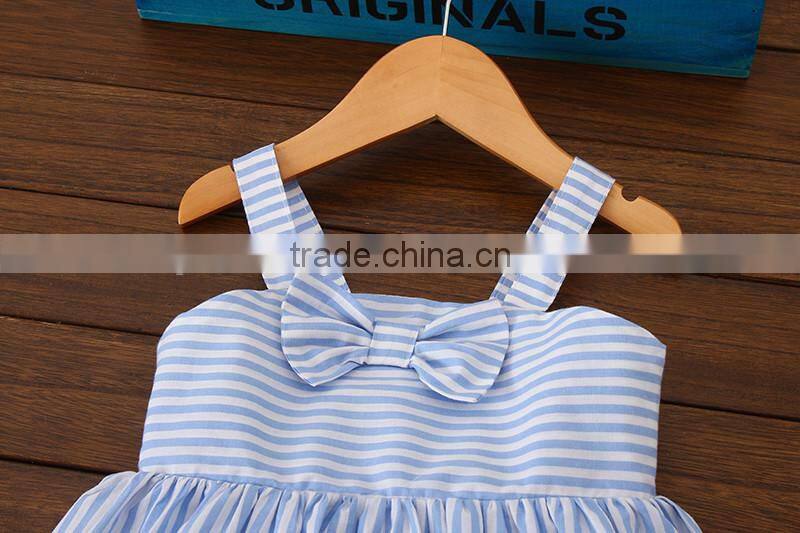 Girls Boutique Princess Dress Baby Stripe Design Clothes Wear With Bowknot Girl Birthday Dresses