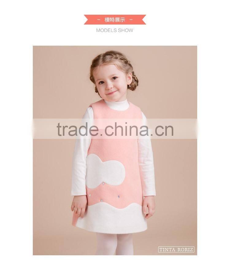 Girls sleeveless Woolen Dresss Fashion Designs For Girls Kids A-line Dress OEM Service