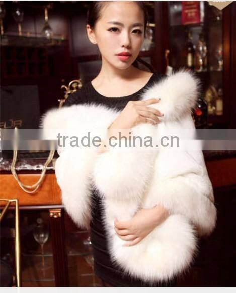 Elegant mink Fur Wedding Shawl for Bridal Dress Winter Fashion Wide Plush Woman Faux Fur Shawl