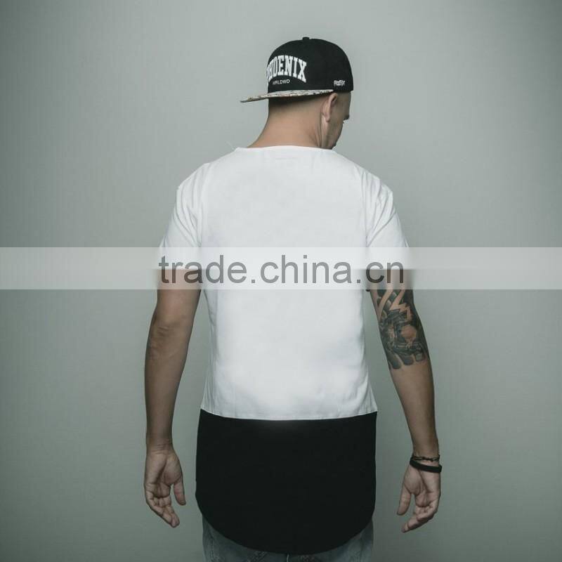 Top Quality Patchwork Tshirt T-shirt Men Longline T Shirt Man Clothes Curved Hem Latest Shirt Designs Men