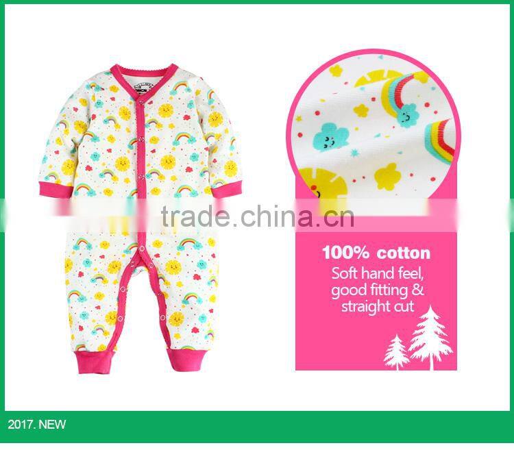 2017 long sleeve newborn baby jumpsuit wholesale combed cotton baby bodysuit