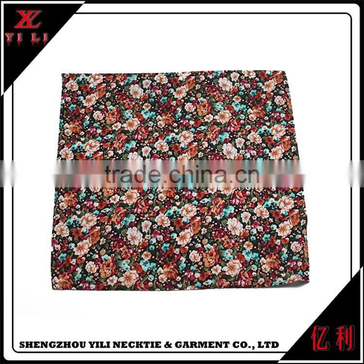 Gift woven cotton printed mini flower christmas handkerchiefs