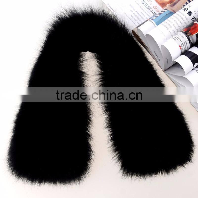 Myfur Top Quality Soft Black Color Raccoon Fur Collar for Hood
