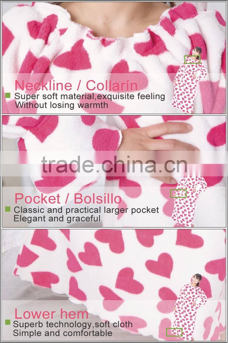 Heart printed women bathrobe