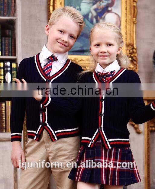 2016 Nice perfect fit Custom uniforms wholesale primary school uniform girls uniform cardigan and skirt