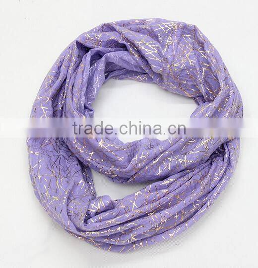 Natural solid color voile gold stamp wrinkle Infinity scarf