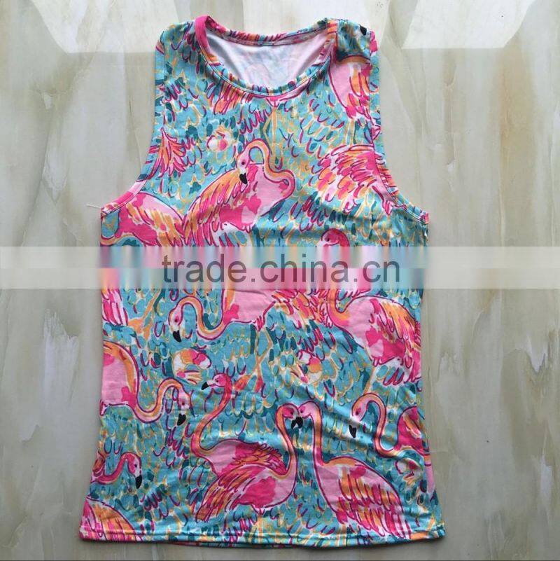 QL-447 new products flamingos pattern Knee-length dress for women vest dress women clothes 2016