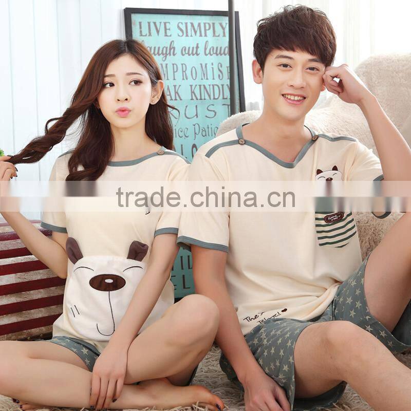 2017 Summer Couple Cotton Pajamas Set
