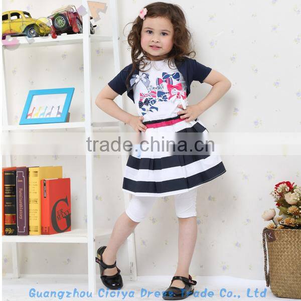 Pretty fashion summer ready stock striped baby girls fashion set