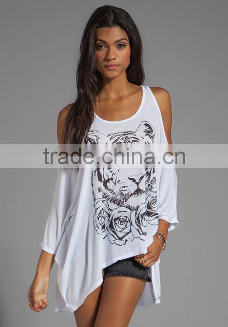 Silk Screen Printing Open Shoulder Tank Top
