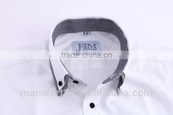 2017 OEM service contrast color double collar wrinkle free men casual dress shirt