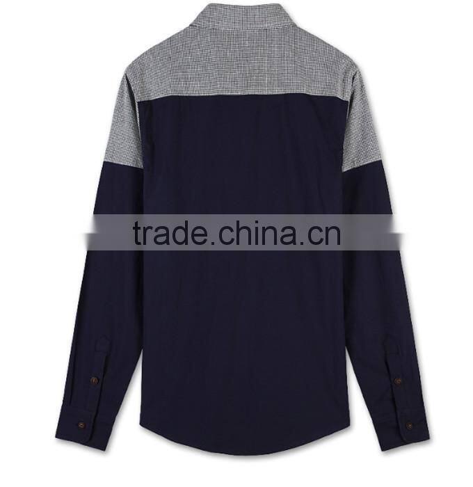 2016 Fashion design men splicing casual shirt
