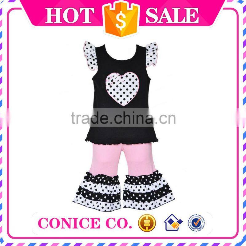 factory directly sale summer 2 piece sleeveless swing top & pants child cloths kids wear for 4th of july