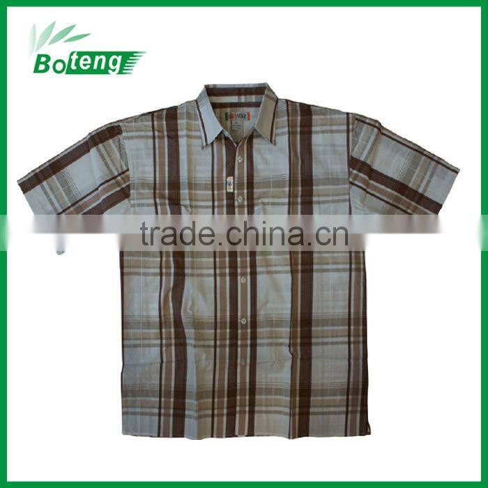 Men's yarn dyed cotton casual half sleeve muslcle shirts