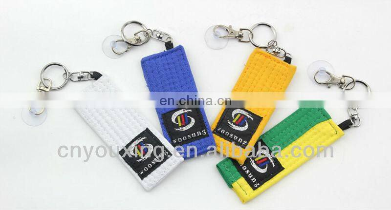 Mini martial arst taekwondo belt key chains/ taekwondo accessories