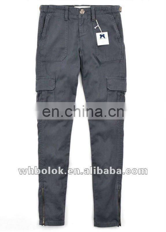 Fashion style lady cotton cargo pants women many pockets trousers khaki trousers