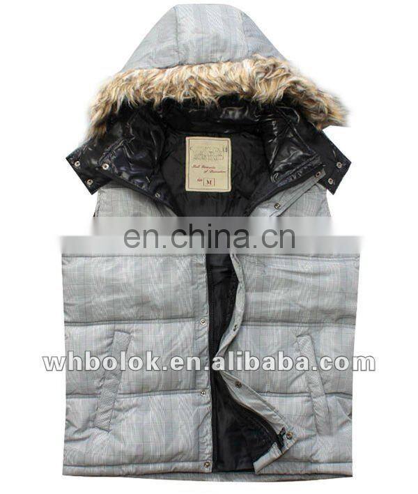 Mens vest quilted waistcoat with detachable collar winter vest