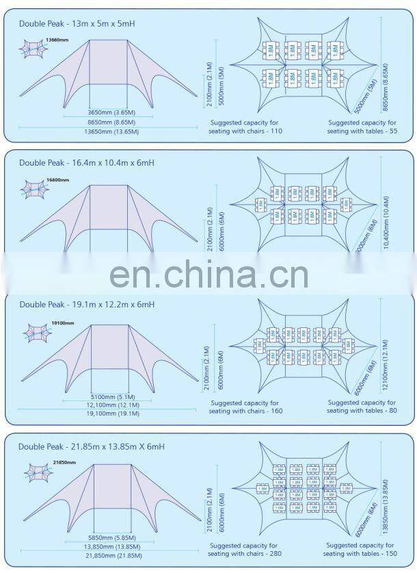 21m pure white high peak big star canopy tent used wedding party tent with factory price