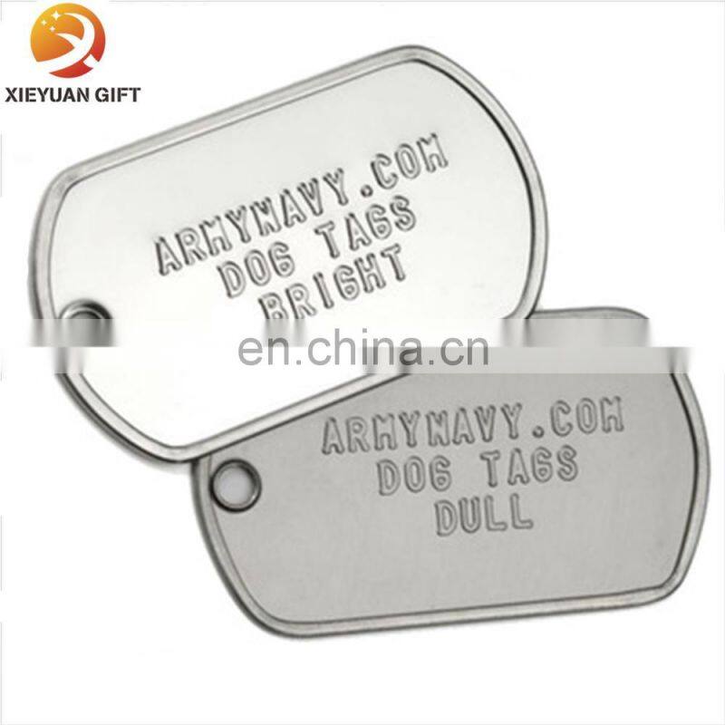 Metal stamped dog tag with 30 inch chain