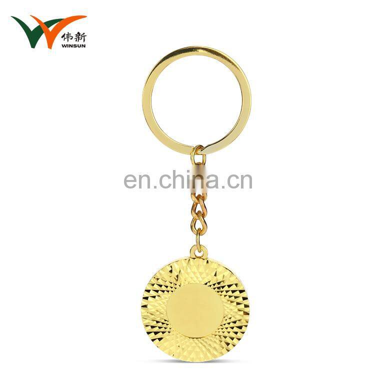 Custom own logo double sided metal souvenir keychain glitter