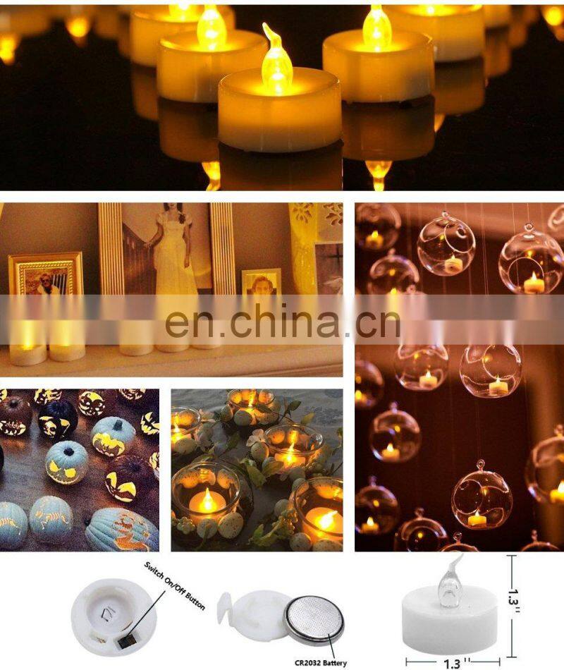 Realistic Flickering Warm Yellow Flameless Candles with Battery, Halloween LED Battery Operated Tea Lights