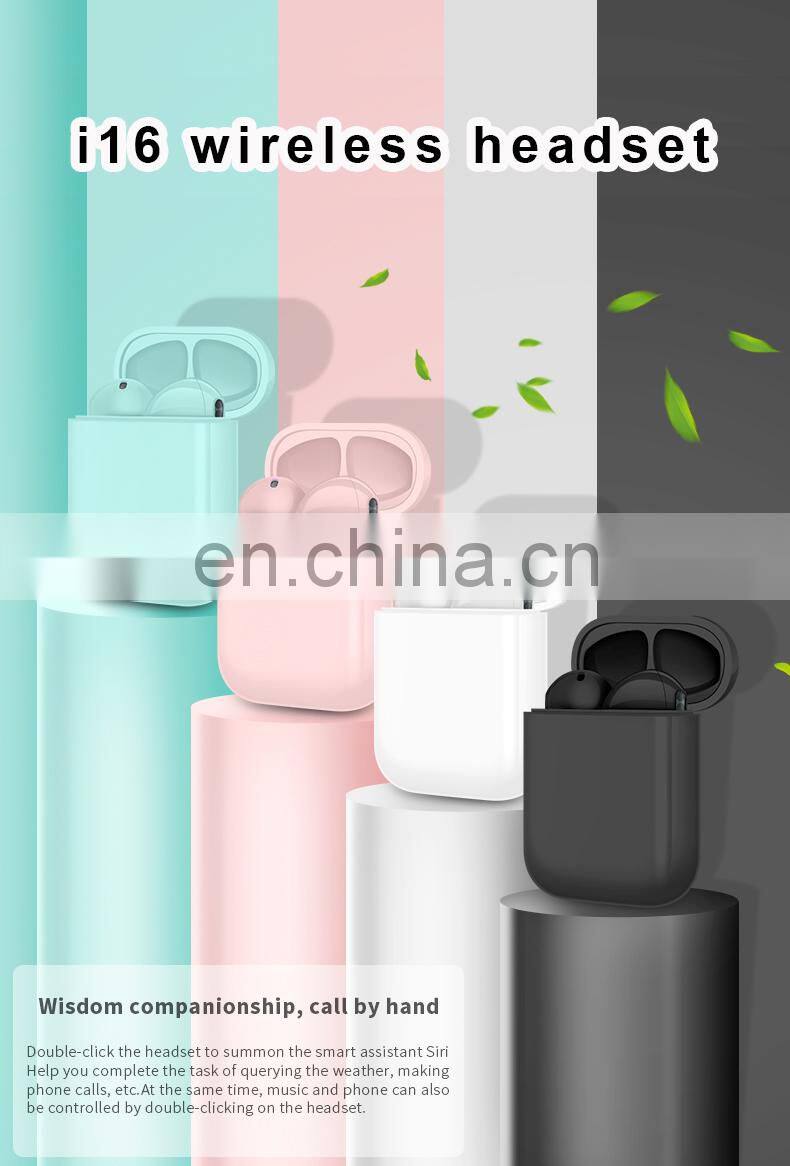 Hot selling newly noise cancelling twins touch i16 V5.0 TWS stereo earbuds with charging case by Best Selling Quality