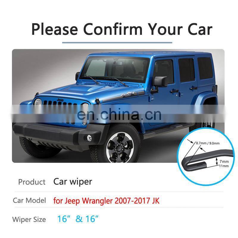 for Jeep Wrangler JK 2007~2017 Car Windshield Wiper Blades Front Window Windscreen Wipers Car Accessories 2008 2009 2015 2016