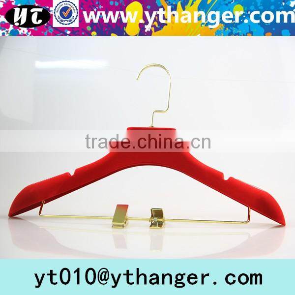 YY0493 custom hanger factory bridal dress hanger wedding dress purple notched velvet hanger