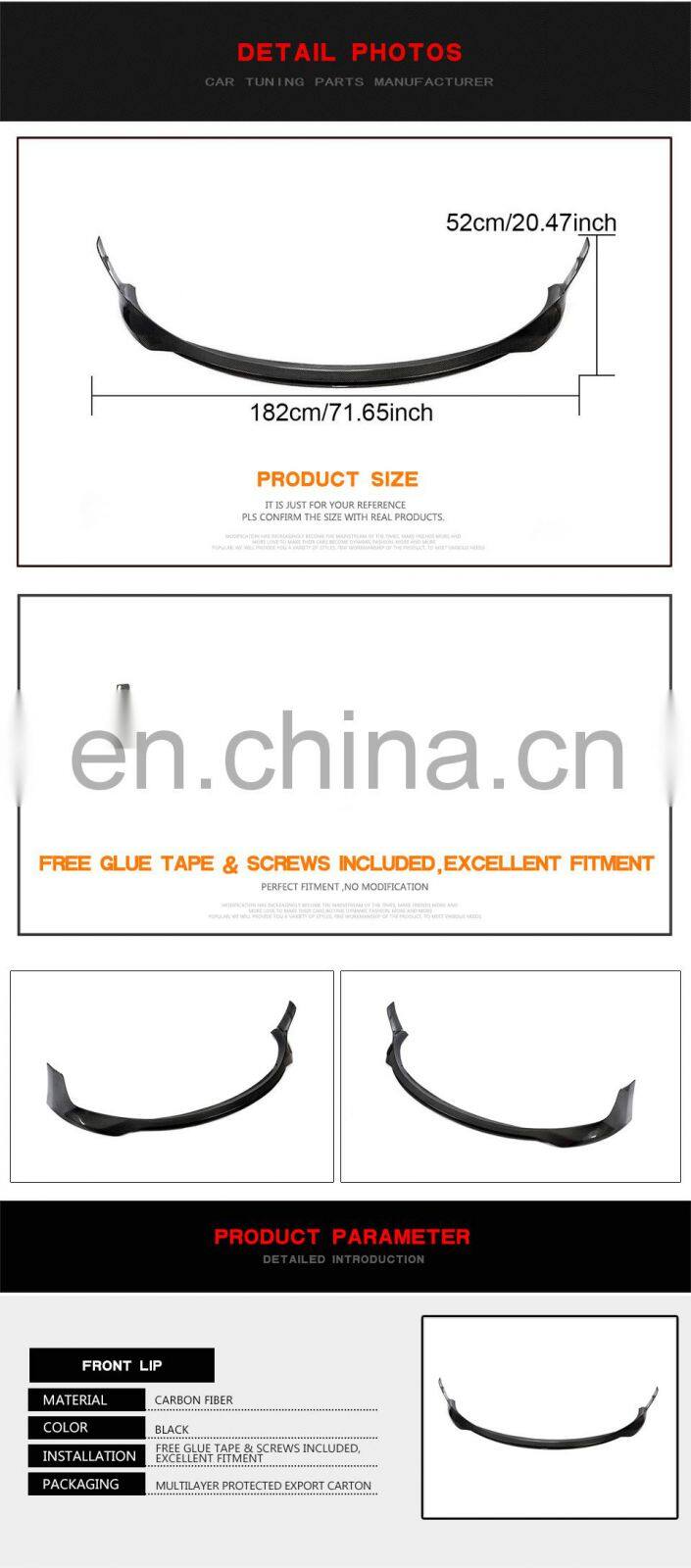 Carbon Fiber Model 3 Front Splitter Lip with winglet for Tesla Model 3 Electric 2016-2020