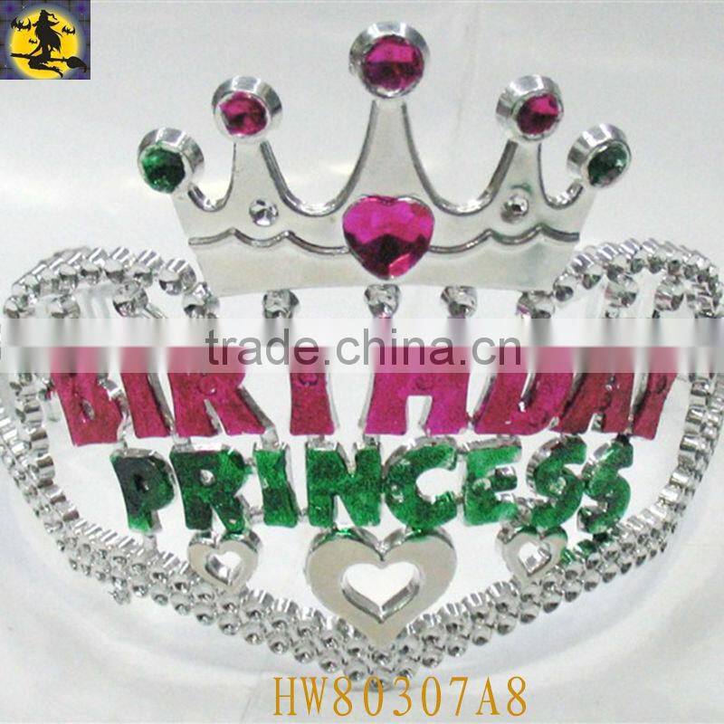 Silcer Painting Birthday Princess Tiara with Pink Fur