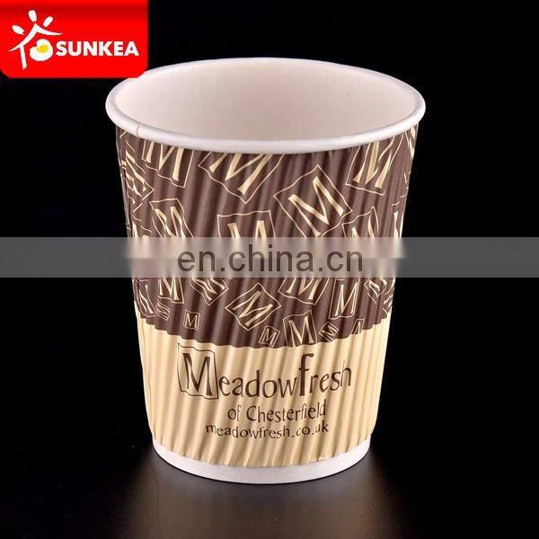 Logo printed disposable insulated coffee triple wall twist paper cup