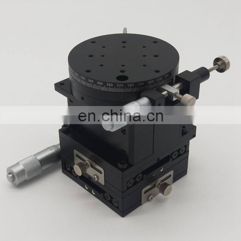SEMXYZR-80 XYZR 4-Axis Micrometer Linear Stage 80x80mm Crossed Guide Rail Manual Linear Stage