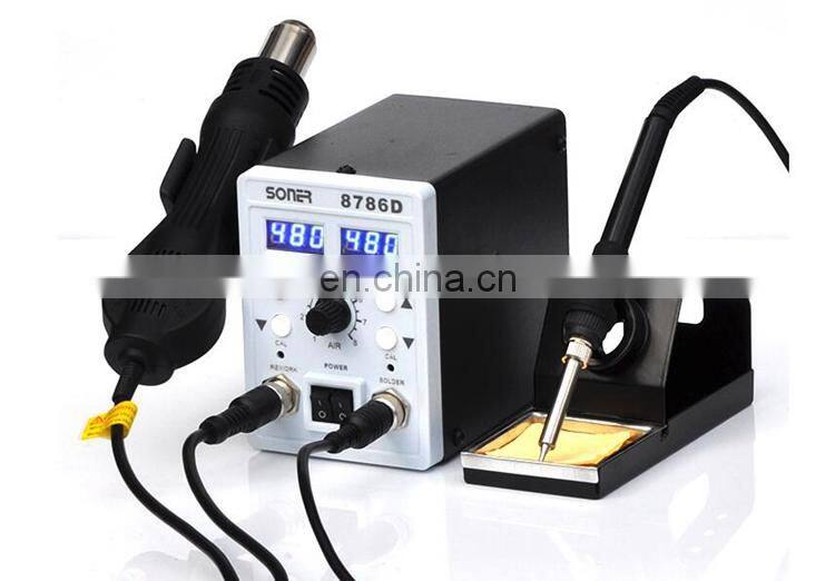 220V SONER-8786D 2 In 1 Dual Display SMD Hot Air Rework Soldering Station