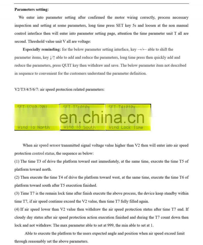 Automatic Dual Axis Solar Tracker Controller W/O Remote Control Wind Speed Sensor