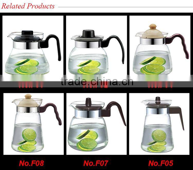 Glass carafe manufacturer, fire resistant water pot, 1.8 liter large coffee & tea pot