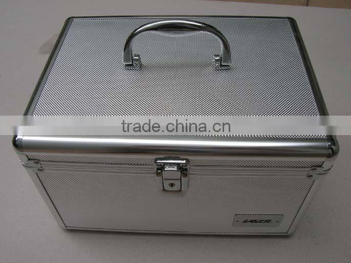 aluminum CD/DVD storage case with metal carry handle