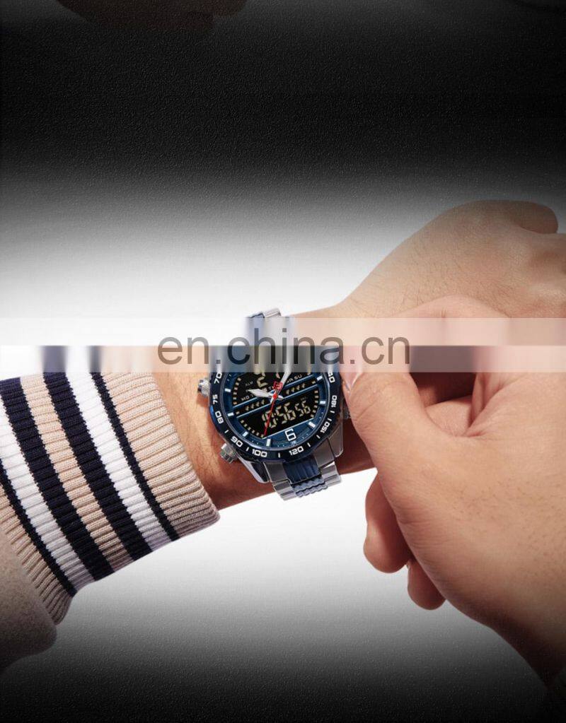 NAVIFORCE 9195 Luxury Brand Digital Sport Watch Men Steel Band Waterproof Chronograph Alarm Clock Luminous Quartz Wristwatch