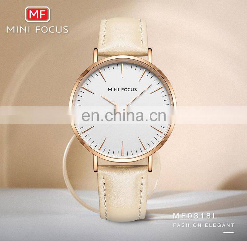MINI FOCUS 0318L Women Quartz Watches Waterproof Girls Dress Brand Luxury Fashion Casual Ladies Watch Leather Strap Wristwatches